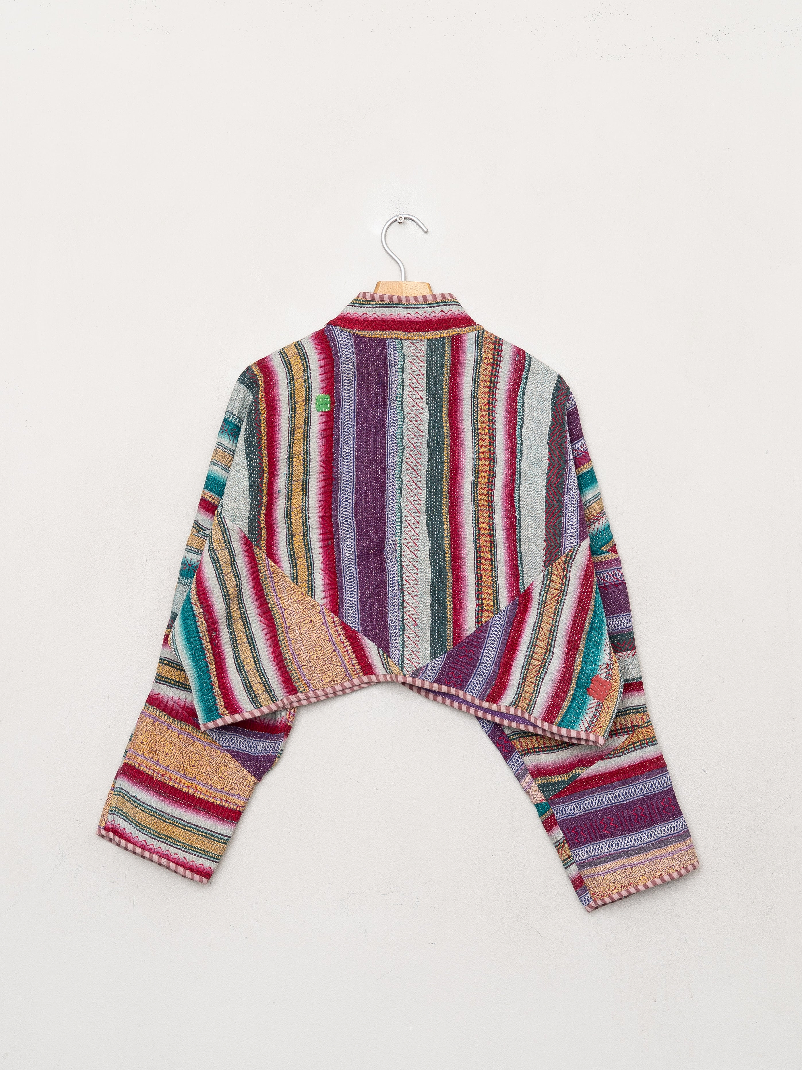 The Kaira Cropped Quilted Patchwork Kantha Jacket