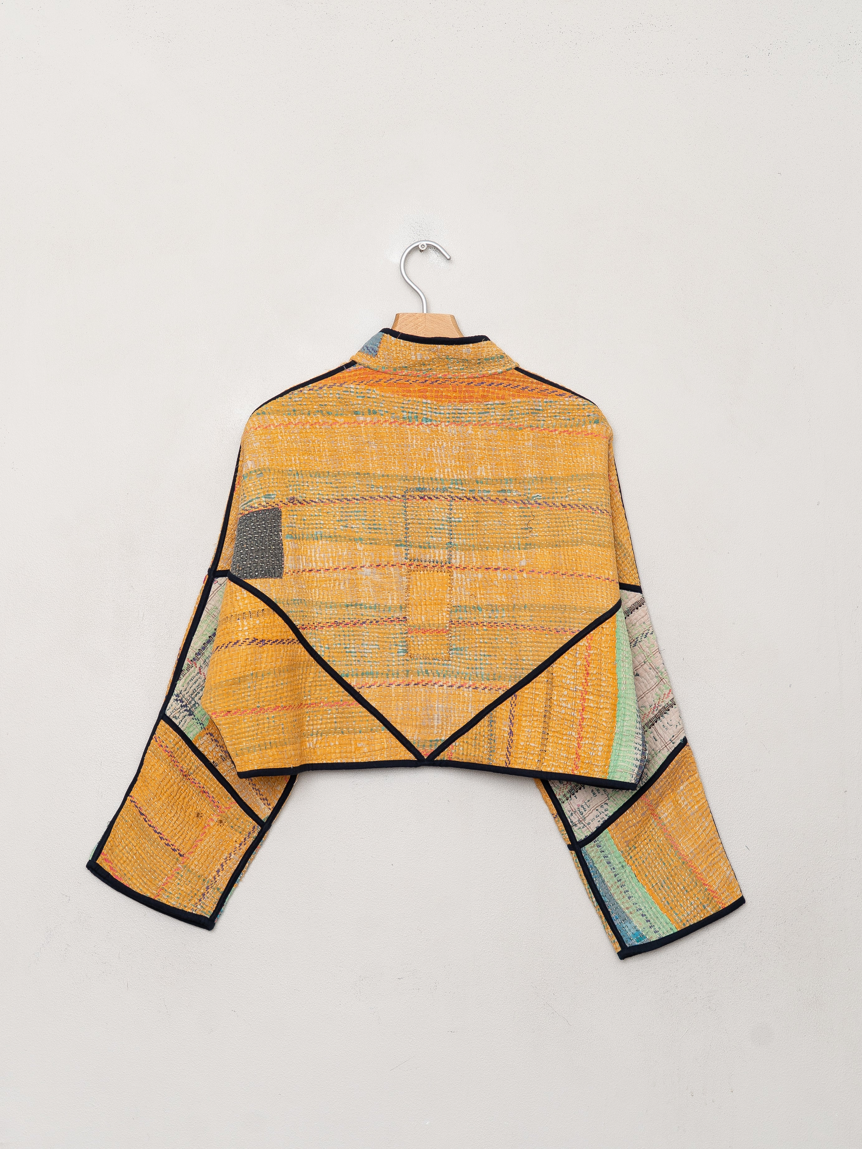 The Kaira Cropped Quilted Patchwork Kantha Jacket