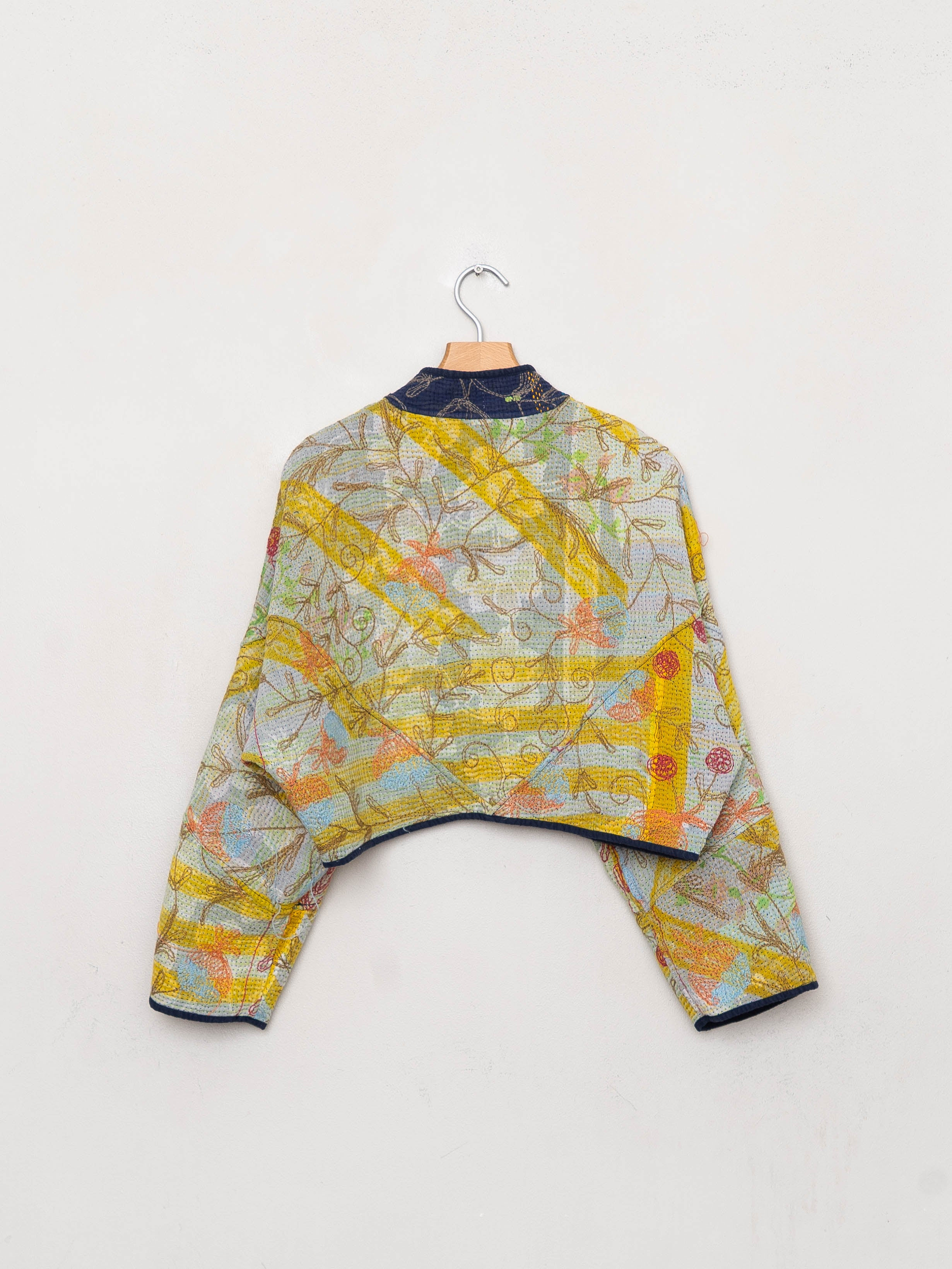 The Kaira Cropped Suzani Quilted Kantha Jacket