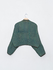The Kaira Cropped Quilted Indigo Kantha Jacket