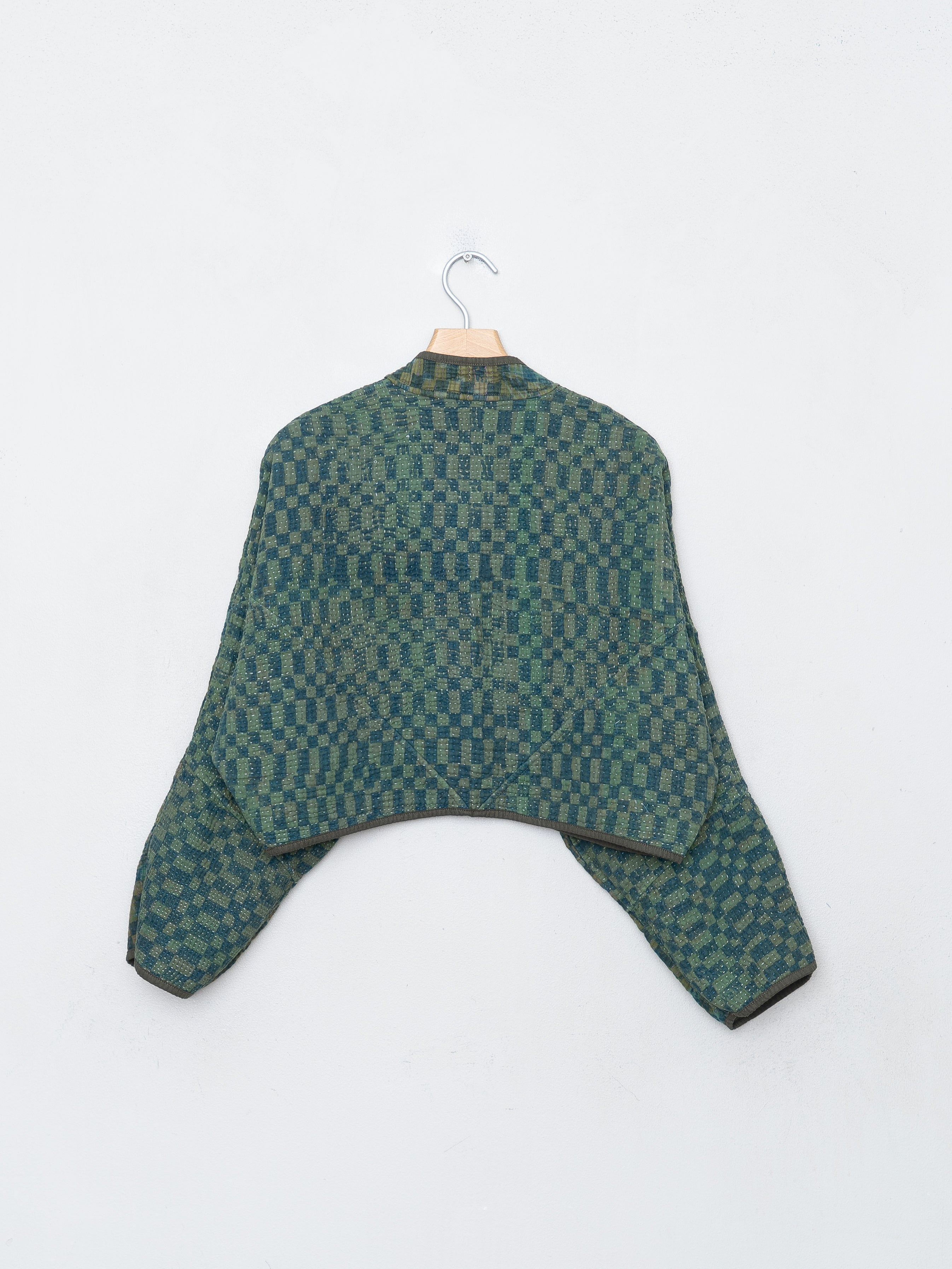 The Kaira Cropped Quilted Indigo Kantha Jacket