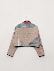 The Kaira Cropped Quilted Patchwork Kantha Jacket