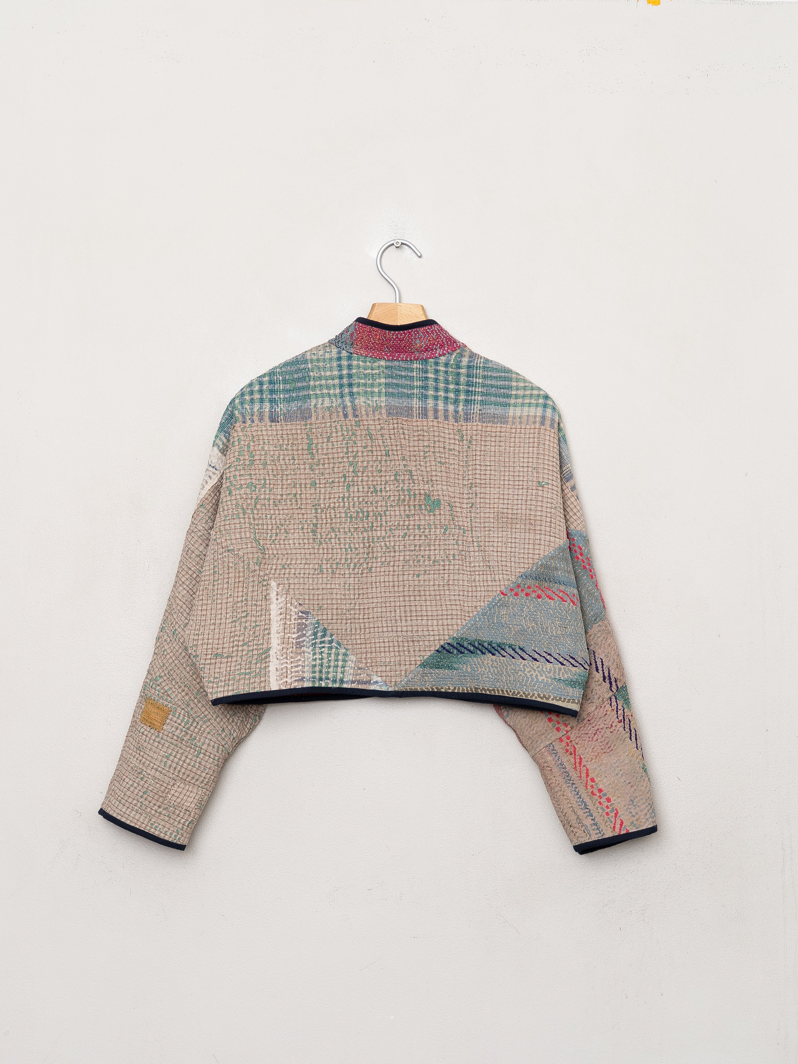 The Kaira Cropped Quilted Patchwork Kantha Jacket