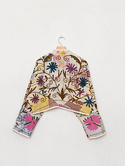 The Kaira Cropped Suzani Quilted Kantha Jacket
