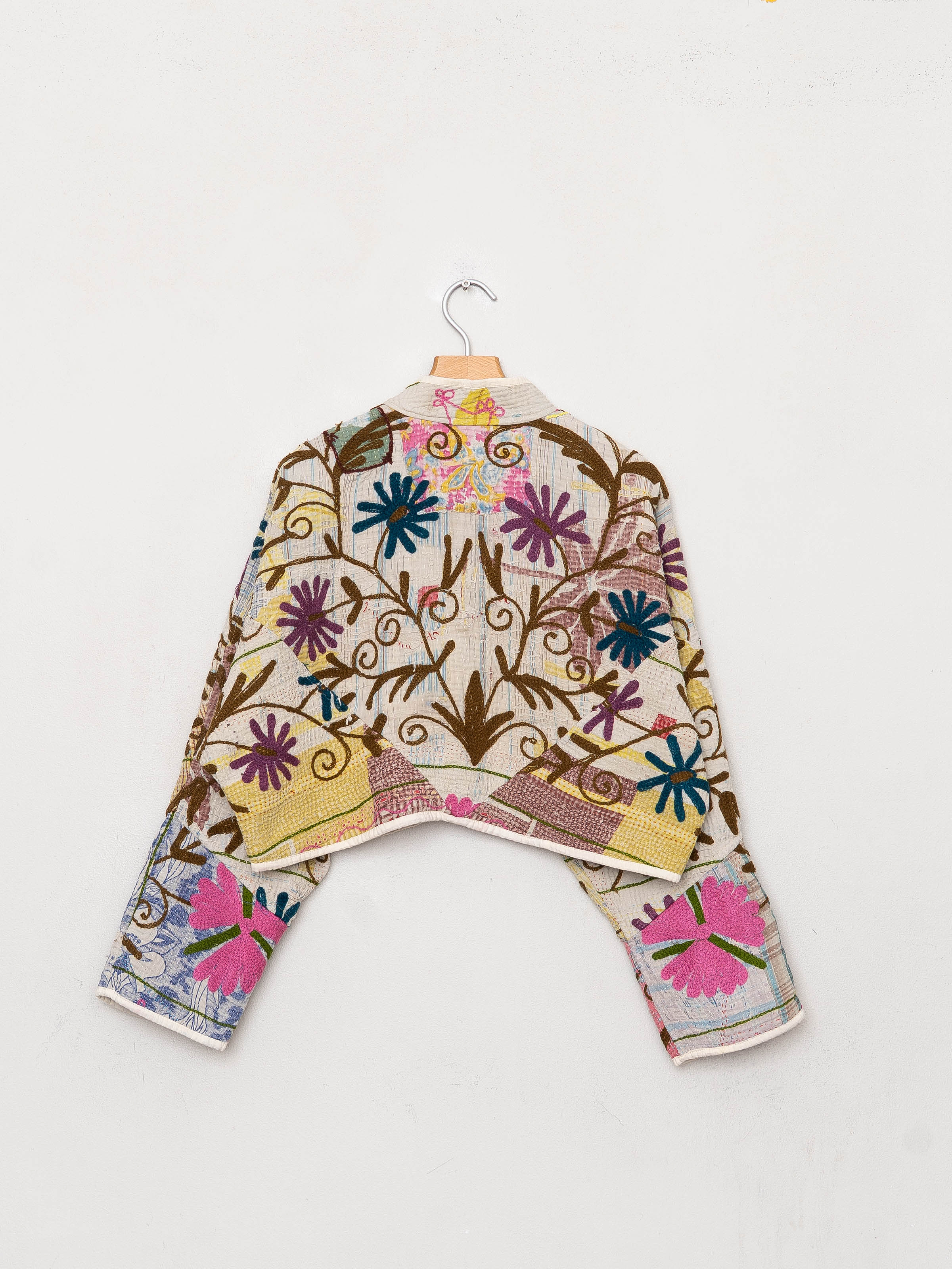 The Kaira Cropped Suzani Quilted Kantha Jacket