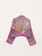 The Kaira Cropped Quilted Patchwork Kantha Jacket