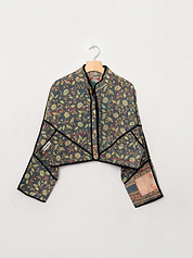 The Kaira Cropped Quilted Patchwork Kantha Jacket
