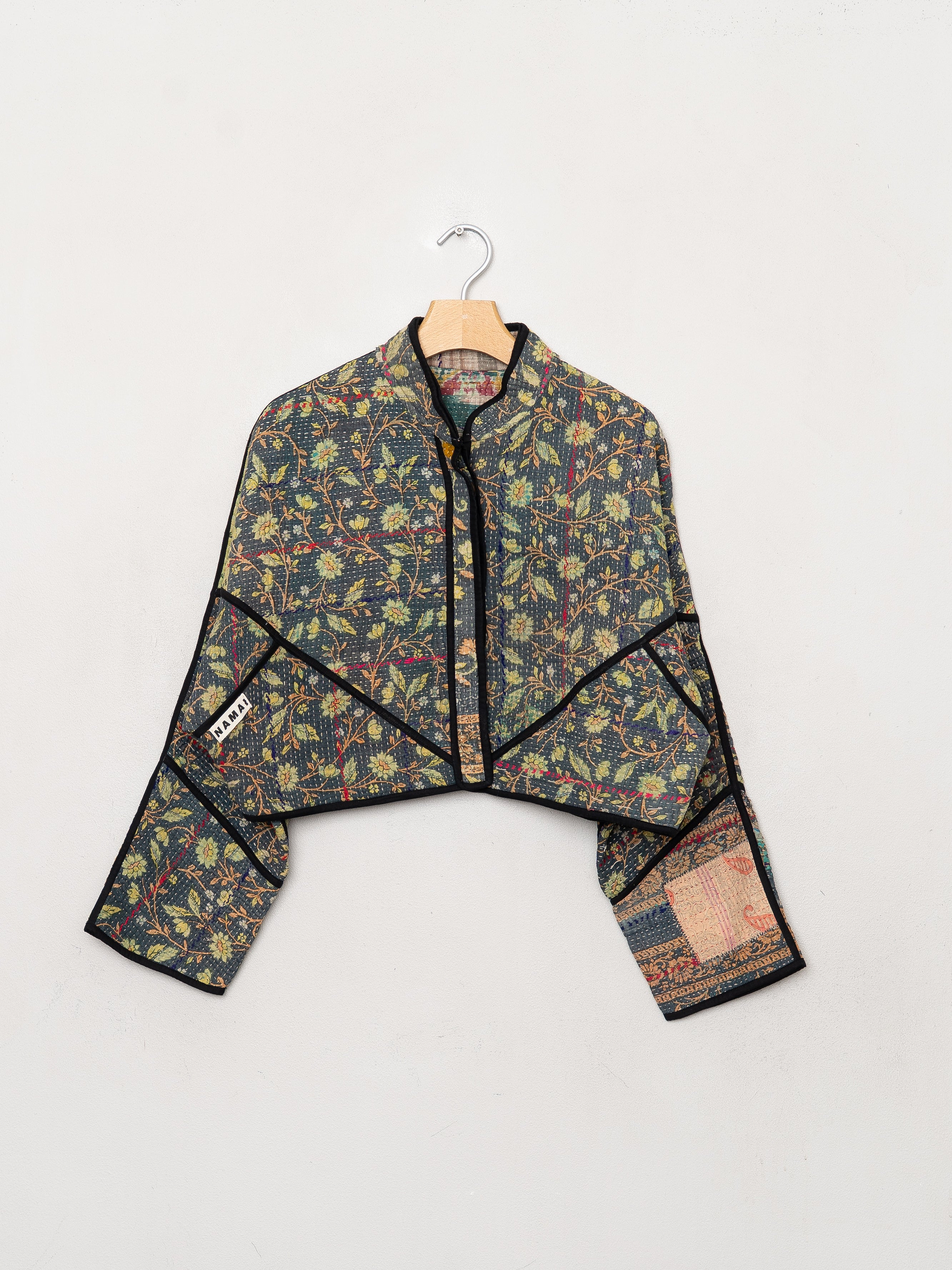 The Kaira Cropped Quilted Patchwork Kantha Jacket