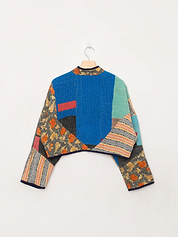 The Kaira Cropped Quilted Patchwork Kantha Jacket
