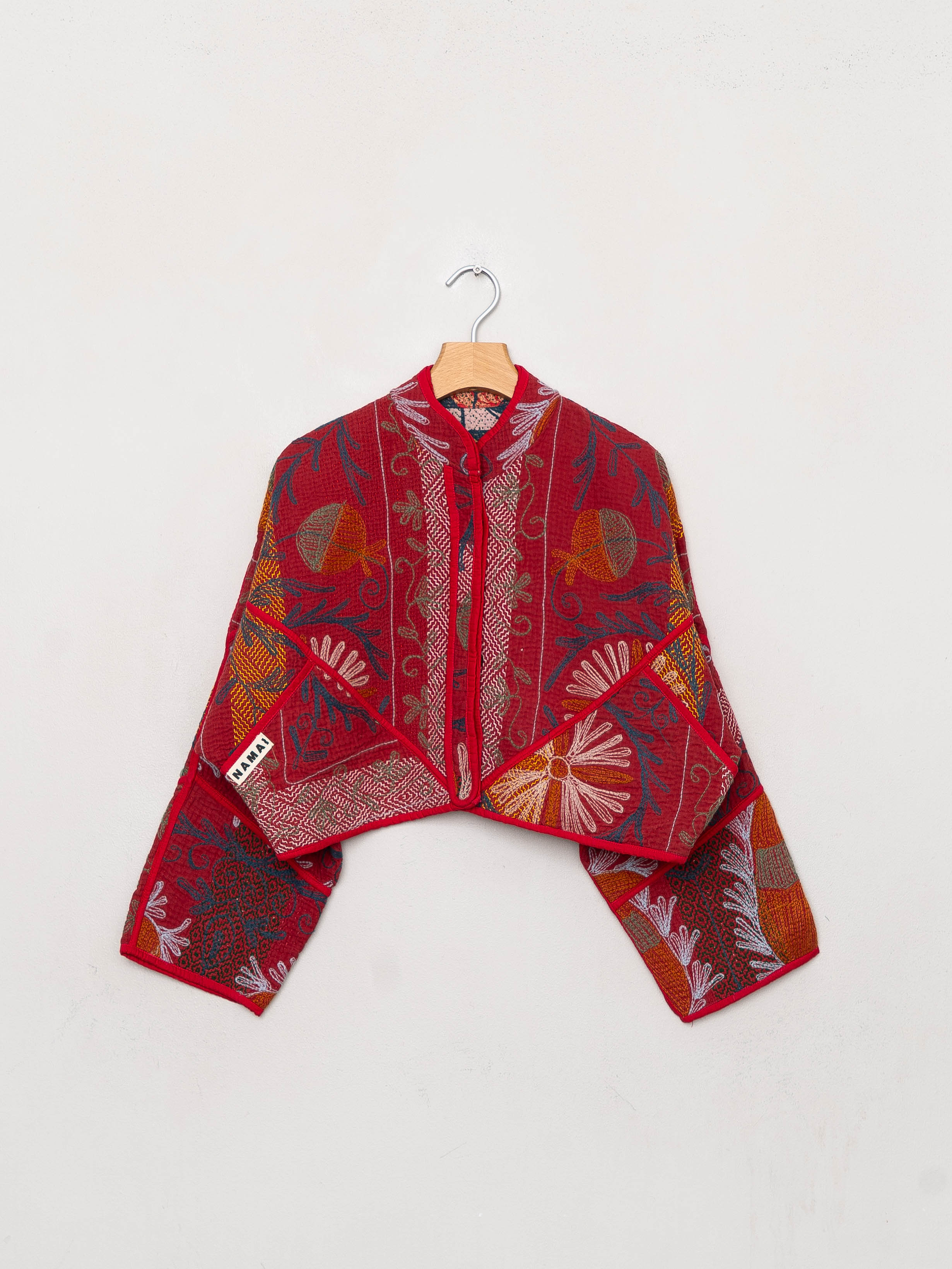 The Kaira Cropped Suzani Quilted Kantha Jacket