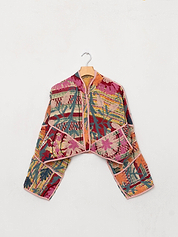 The Kaira Cropped Suzani Quilted Kantha Jacket