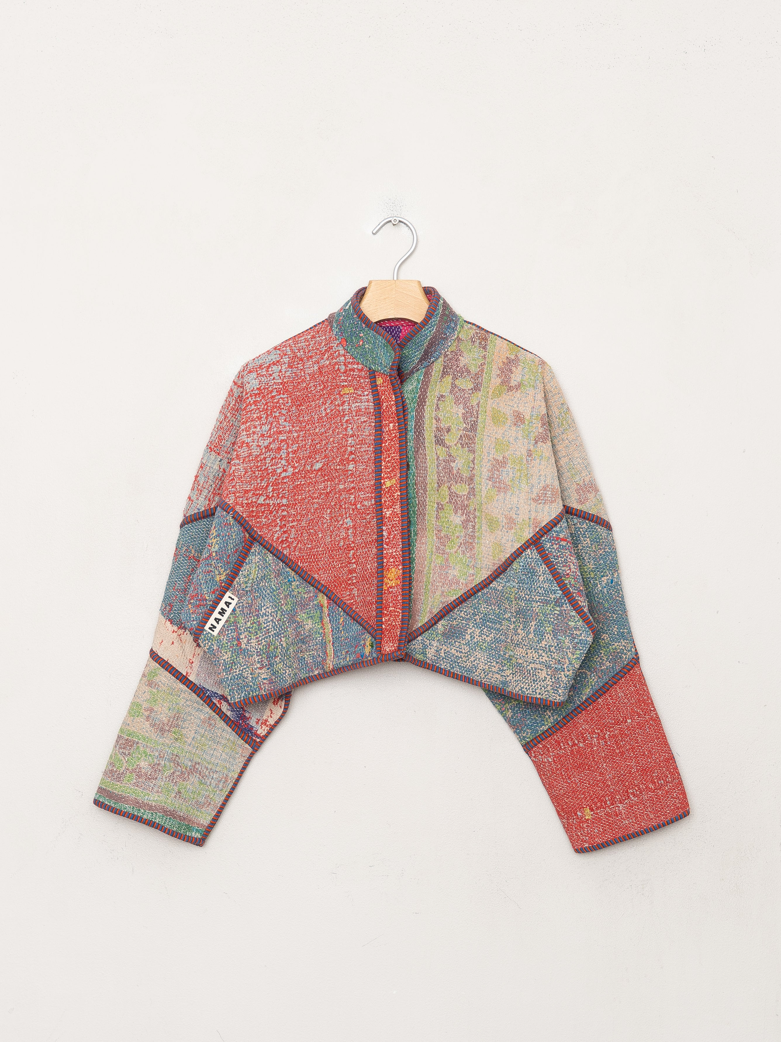 The Kaira Cropped Quilted Patchwork Kantha Jacket