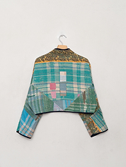 The Kaira Cropped Quilted Patchwork Kantha Jacket