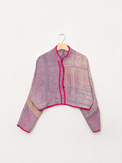 The Kaira Cropped Quilted Patchwork Kantha Jacket