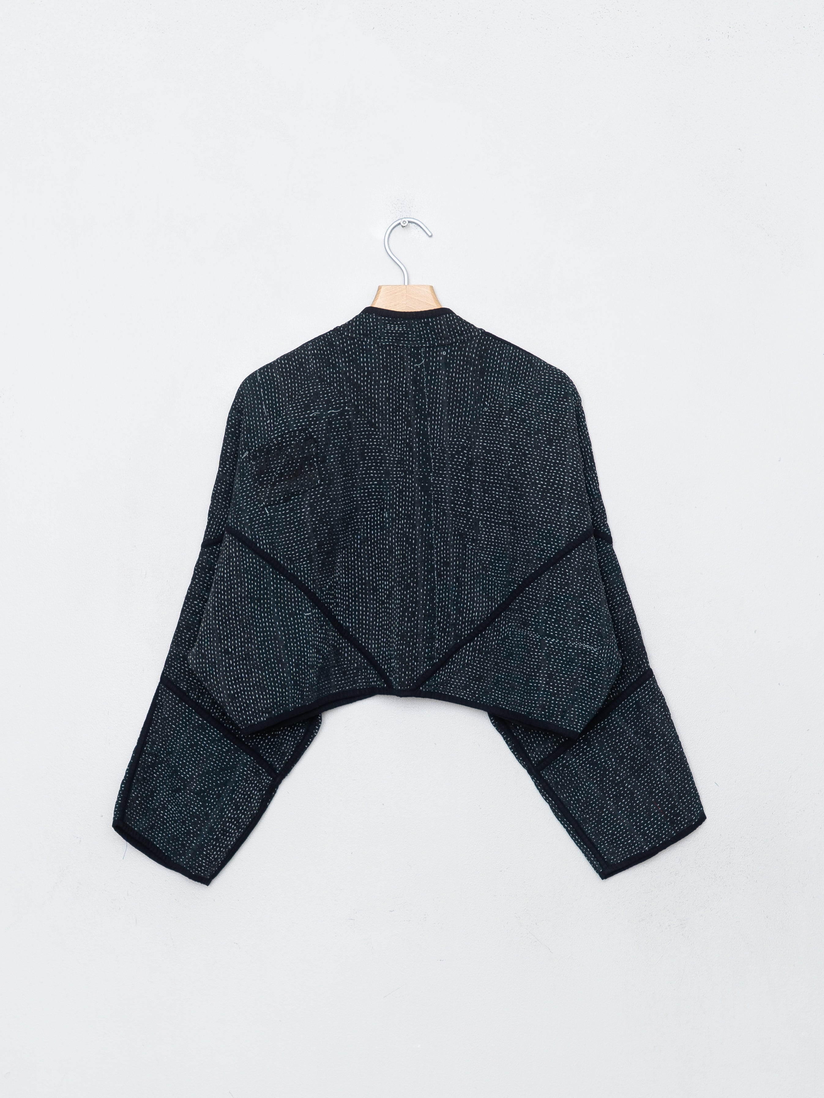 The Kaira Cropped Quilted Indigo Kantha Jacket