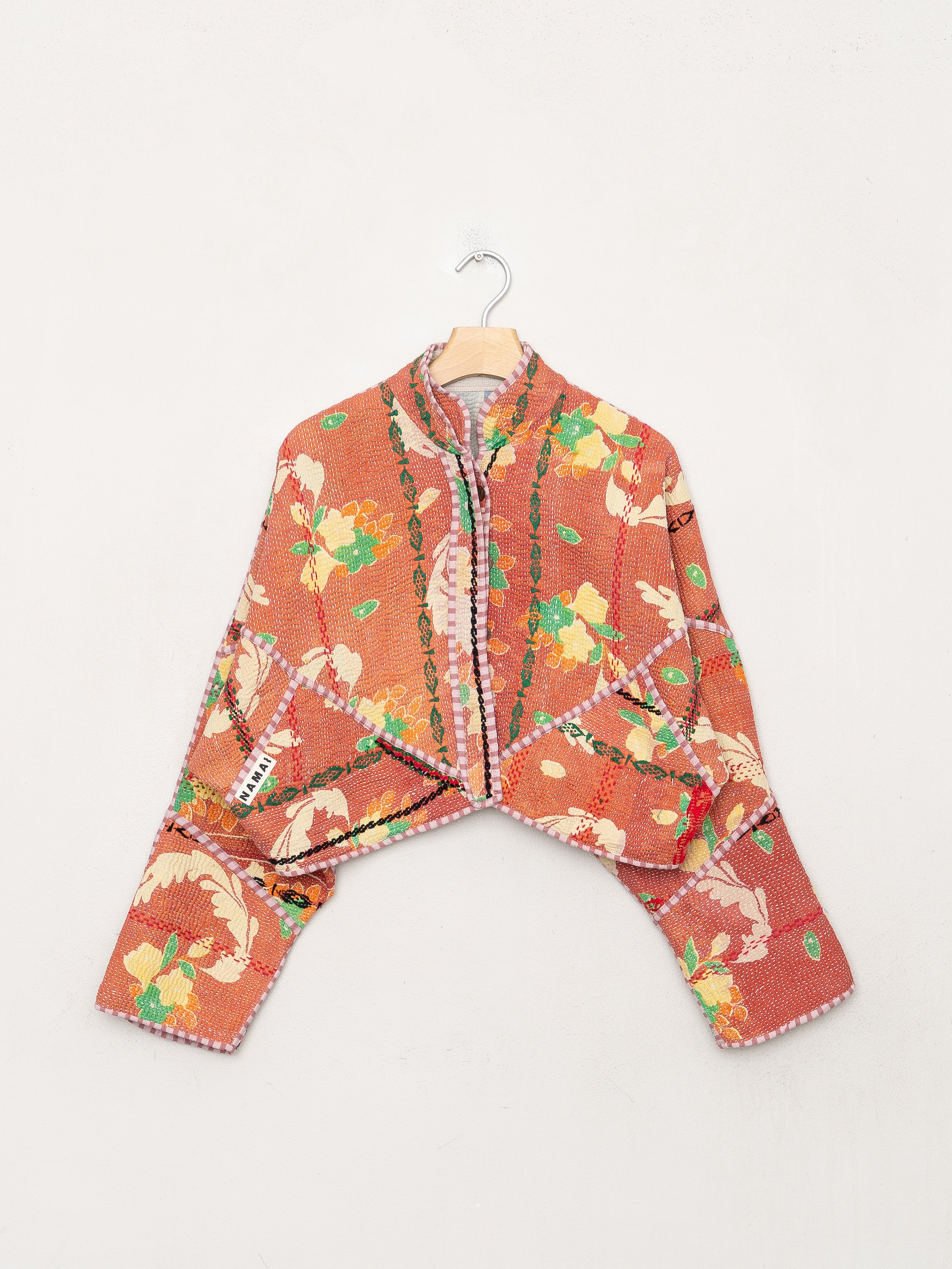 The Kaira Cropped Quilted Patchwork Kantha Jacket