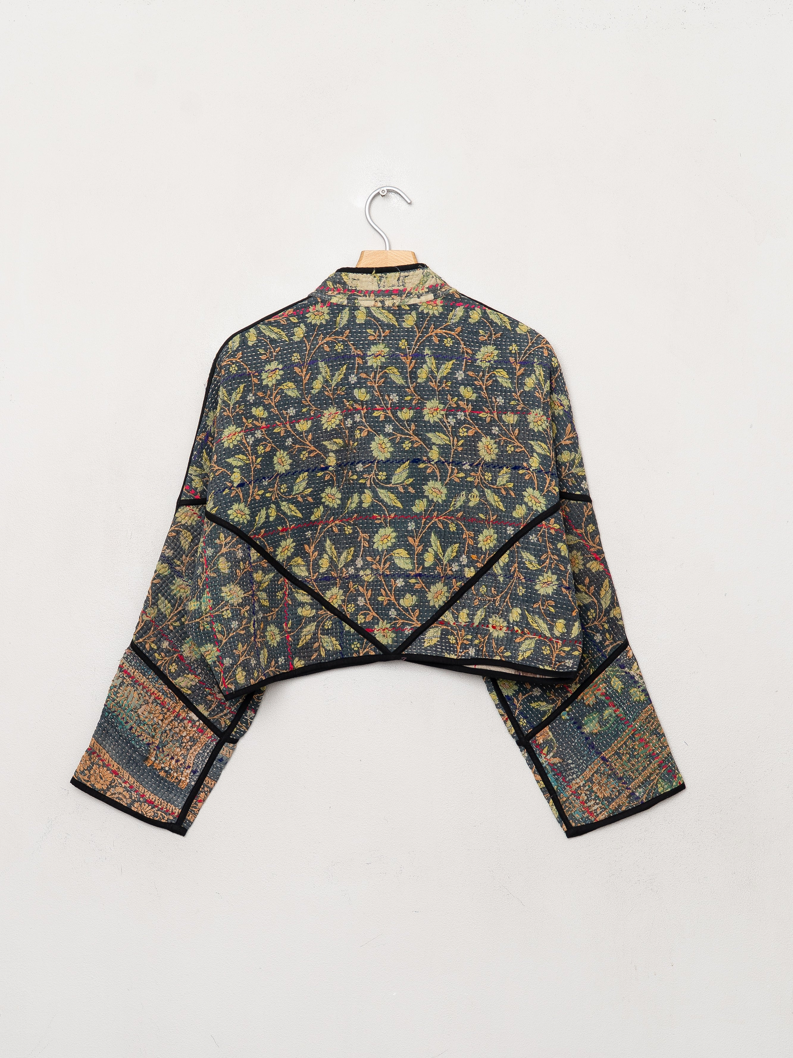 The Kaira Cropped Quilted Patchwork Kantha Jacket