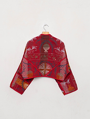 The Kaira Cropped Suzani Quilted Kantha Jacket