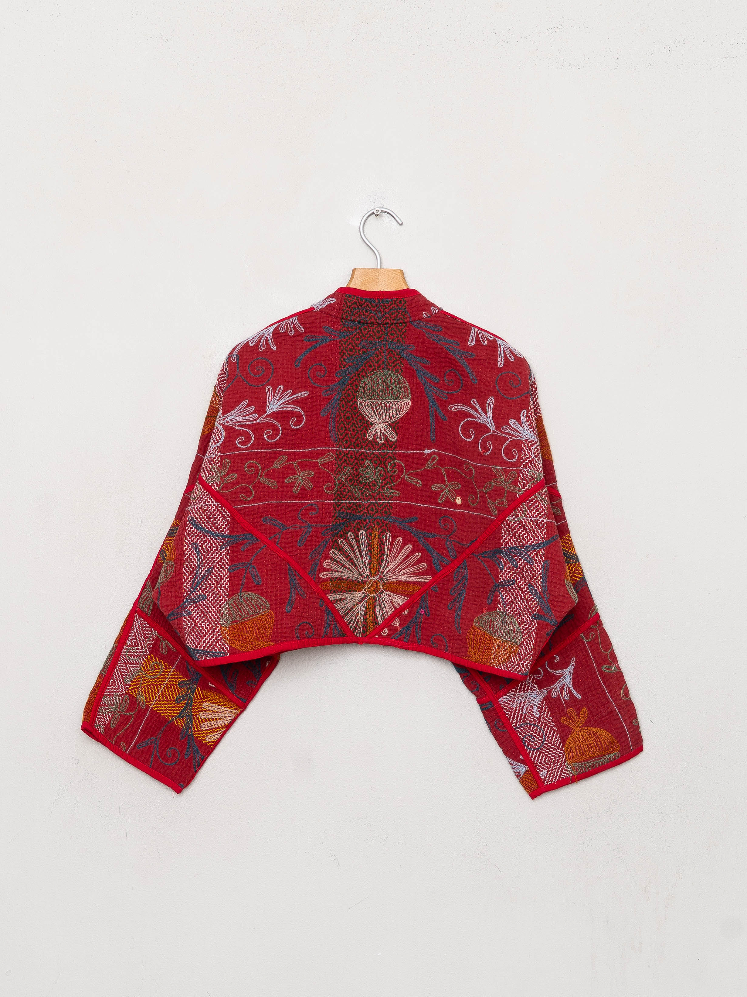 The Kaira Cropped Suzani Quilted Kantha Jacket
