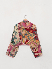 The Kaira Cropped Suzani Quilted Kantha Jacket