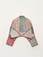 The Kaira Cropped Quilted Patchwork Kantha Jacket