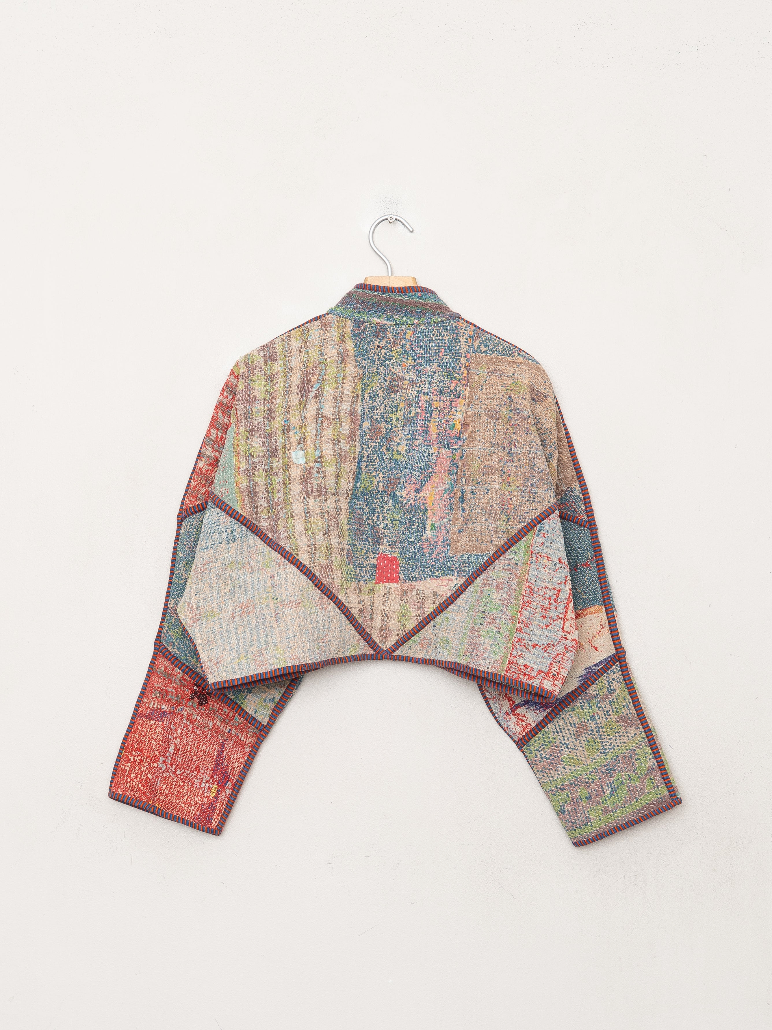 The Kaira Cropped Quilted Patchwork Kantha Jacket