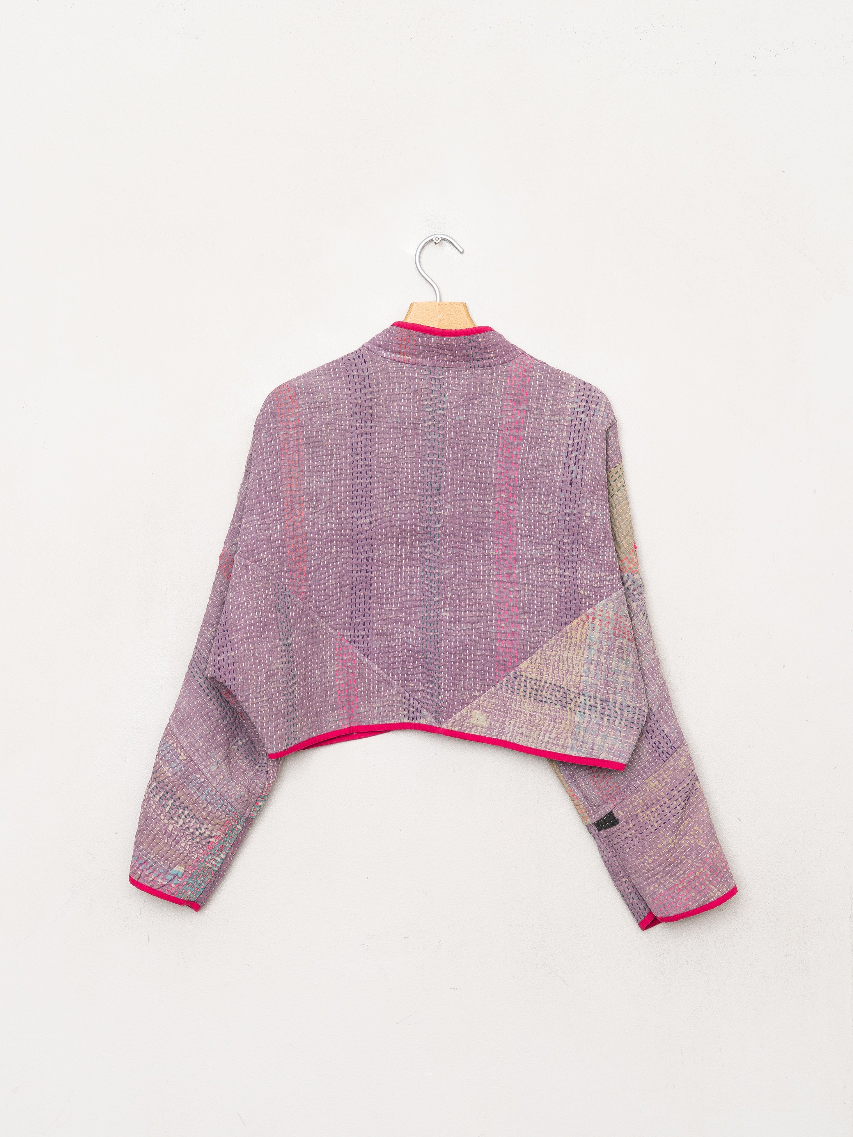 The Kaira Cropped Quilted Patchwork Kantha Jacket