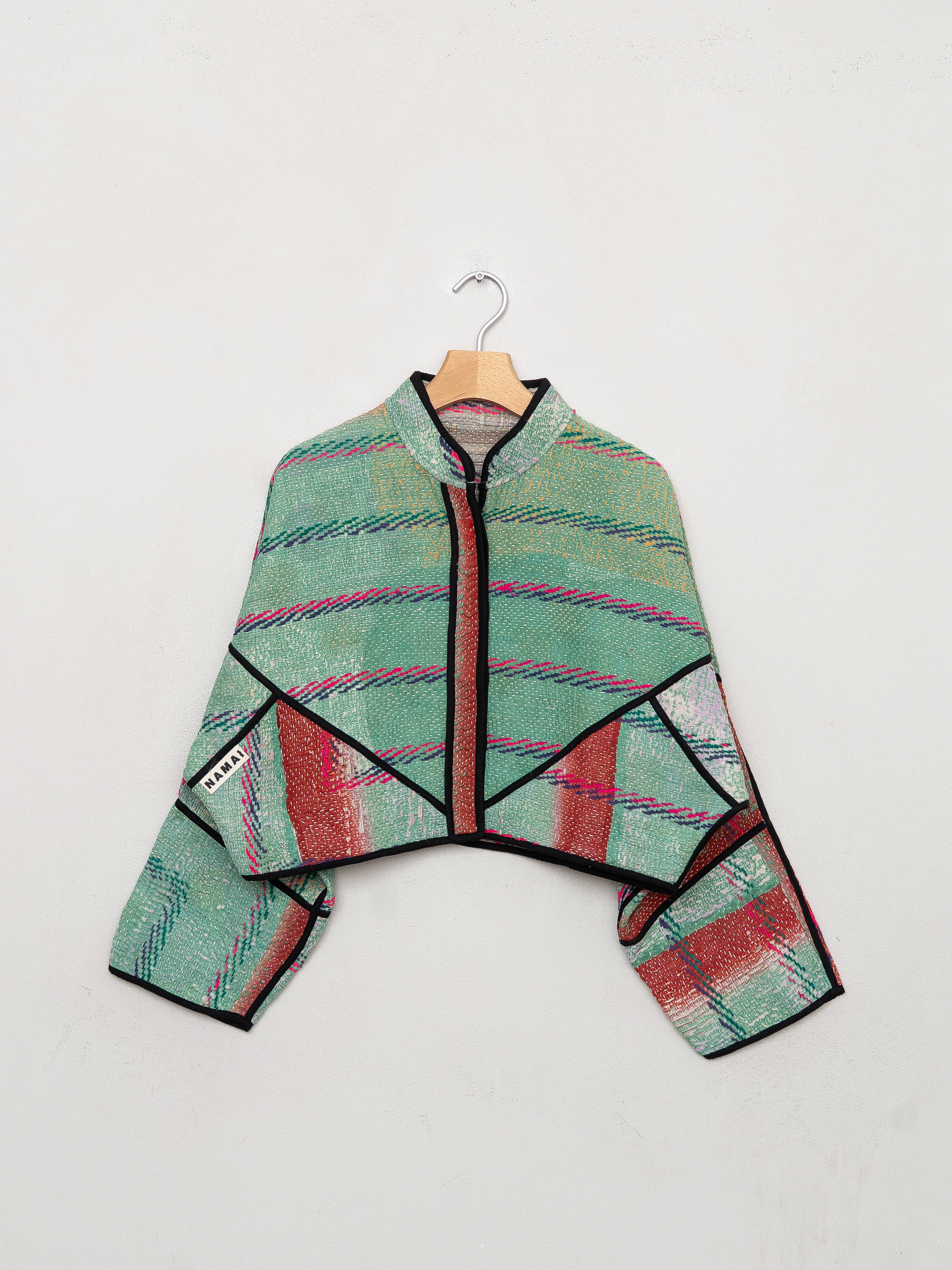 The Kaira Cropped Quilted Patchwork Kantha Jacket