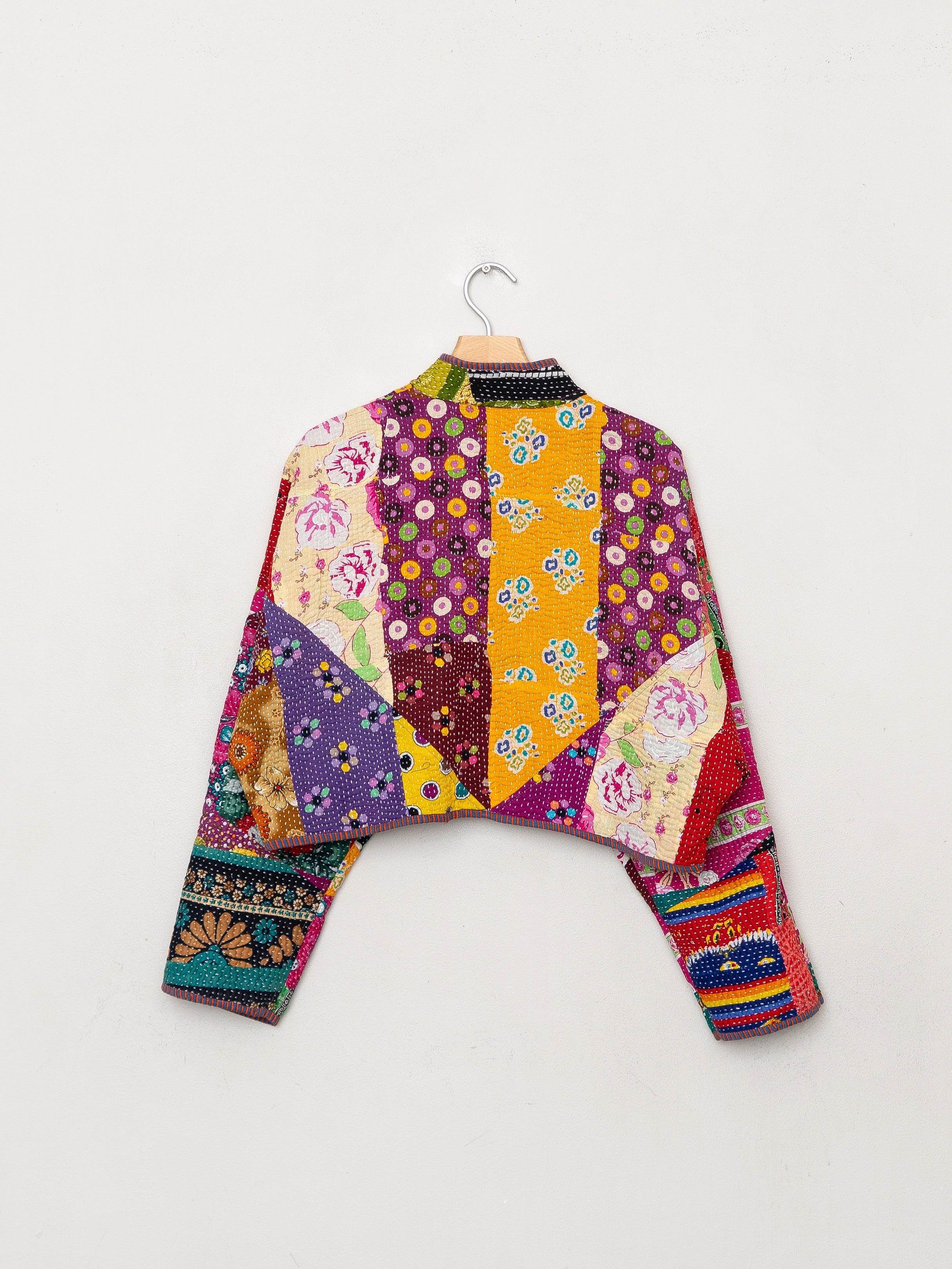 The Kaira Cropped Quilted Patchwork Kantha Jacket