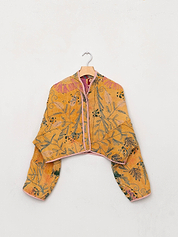 The Kaira Cropped Suzani Quilted Kantha Jacket