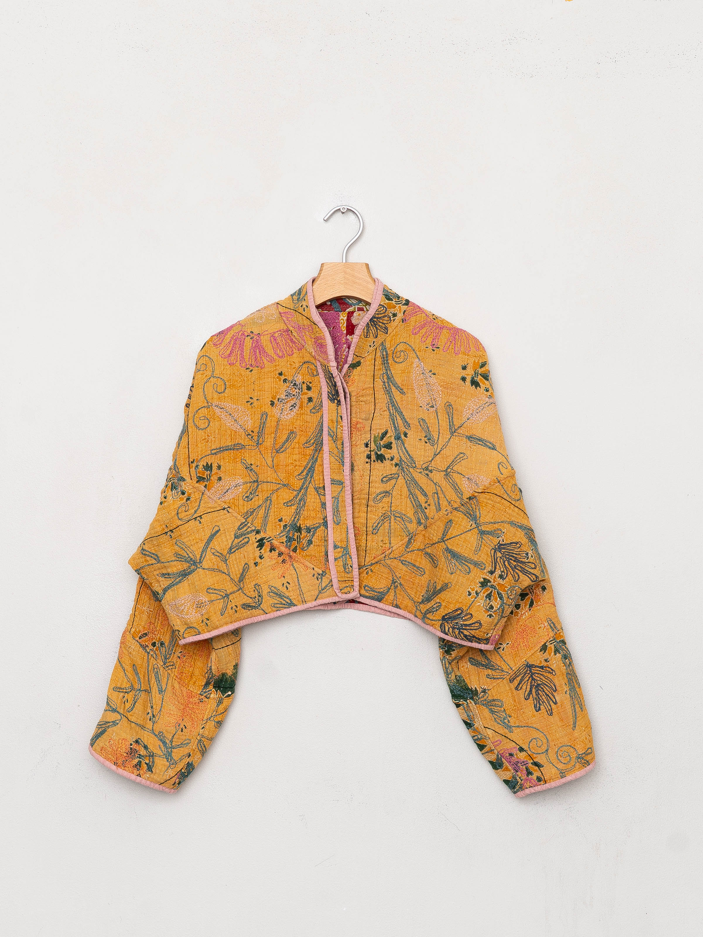 The Kaira Cropped Suzani Quilted Kantha Jacket
