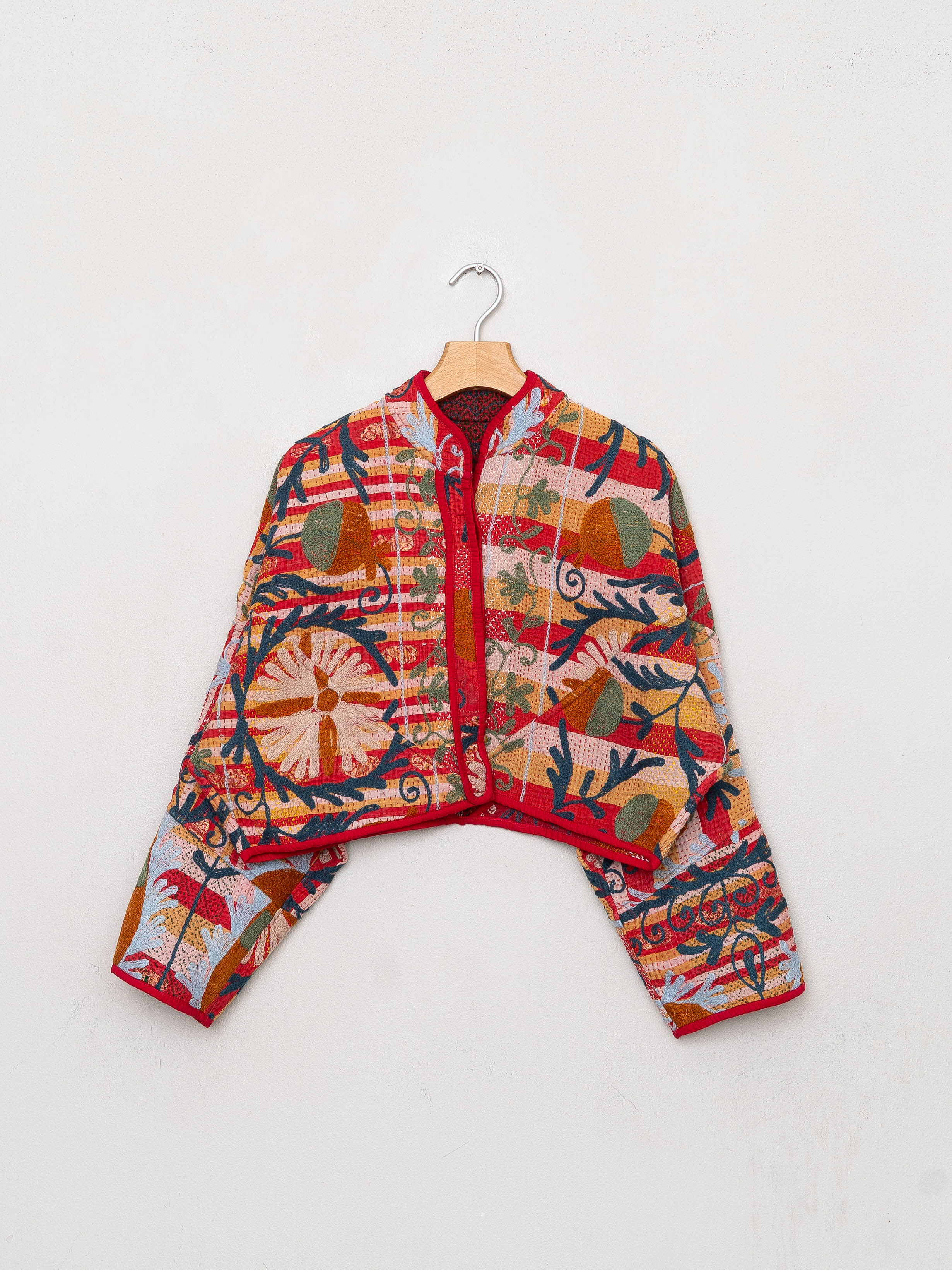 The Kaira Cropped Suzani Quilted Kantha Jacket
