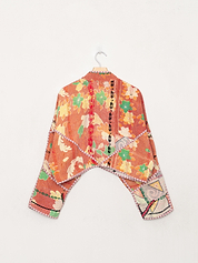 The Kaira Cropped Quilted Patchwork Kantha Jacket
