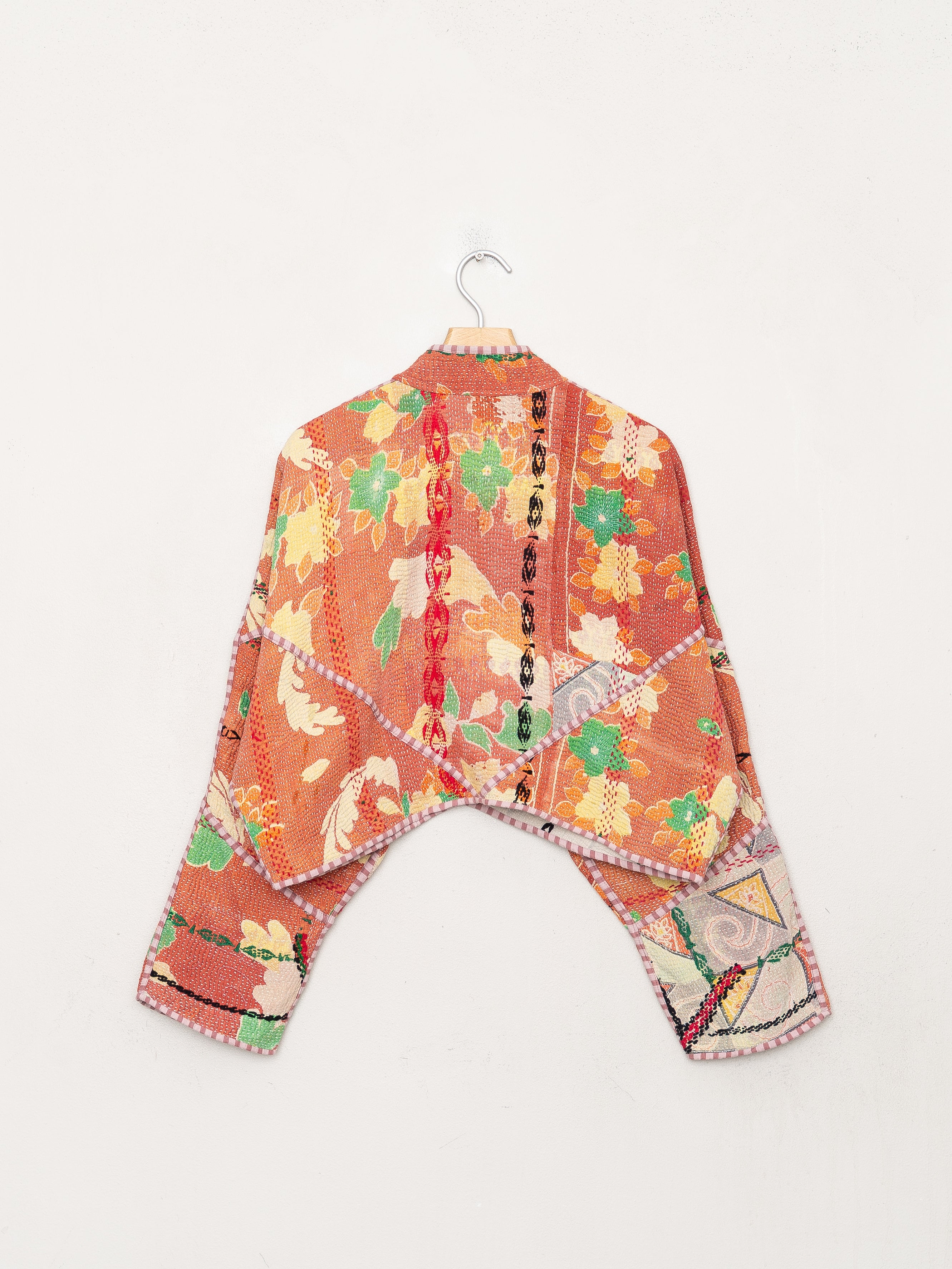 The Kaira Cropped Quilted Patchwork Kantha Jacket