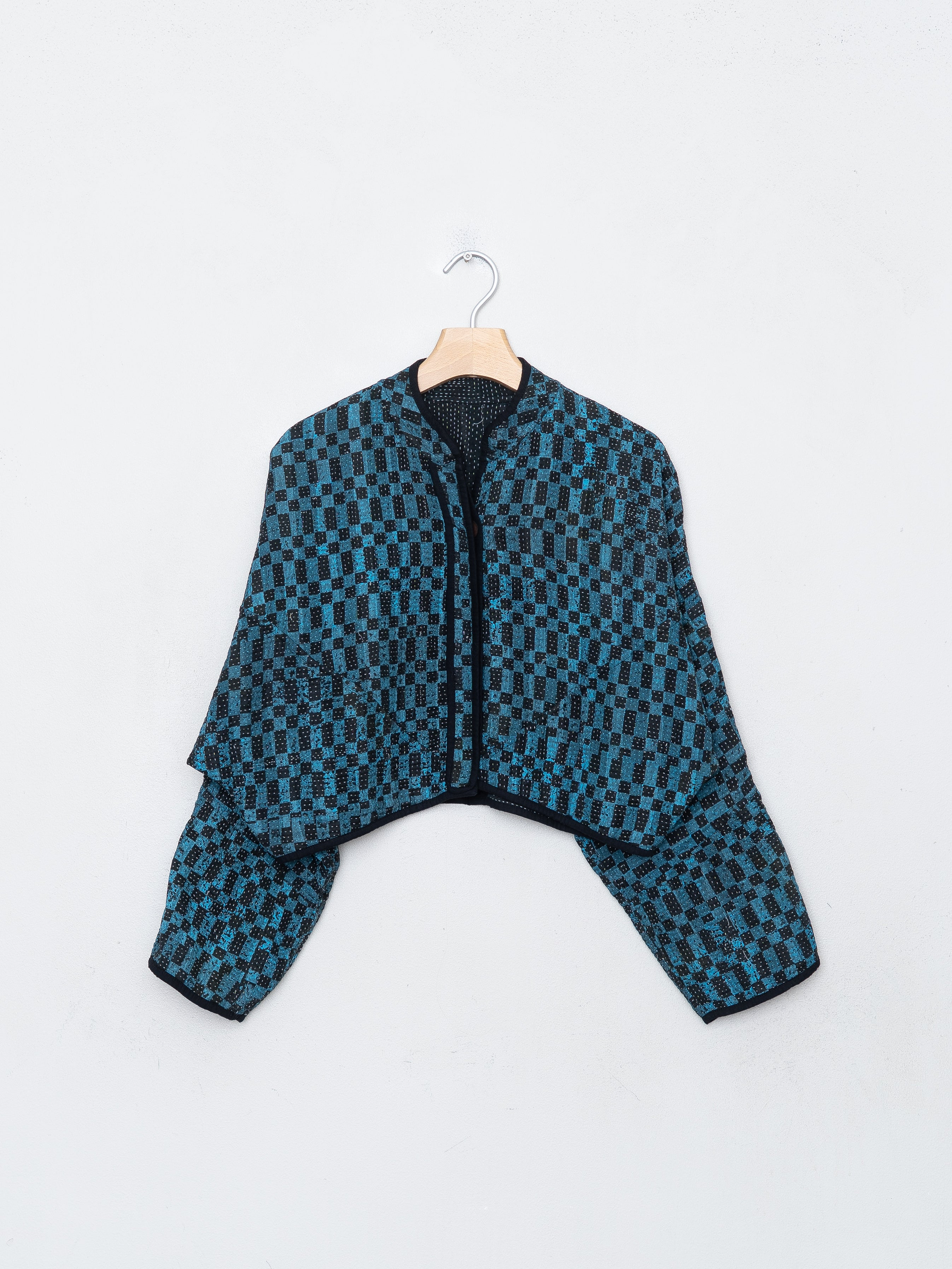 The Kaira Cropped Quilted Indigo Kantha Jacket