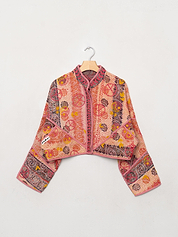The Kaira Cropped Suzani Quilted Kantha Jacket