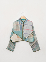 The Kaira Cropped Quilted Patchwork Kantha Jacket