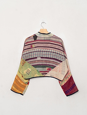 The Kaira Cropped Quilted Patchwork Kantha Jacket