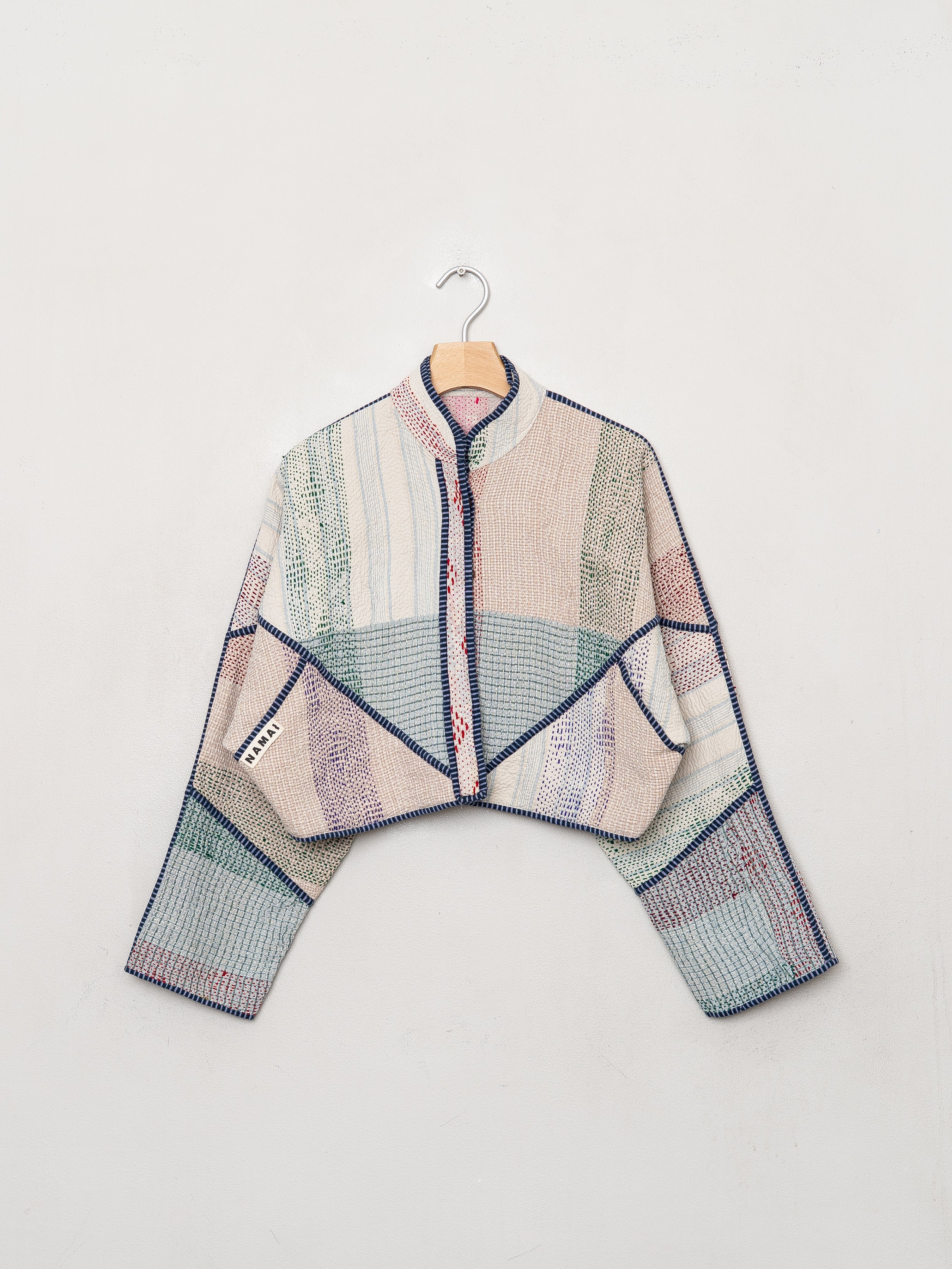 The Kaira Cropped Quilted Patchwork Kantha Jacket