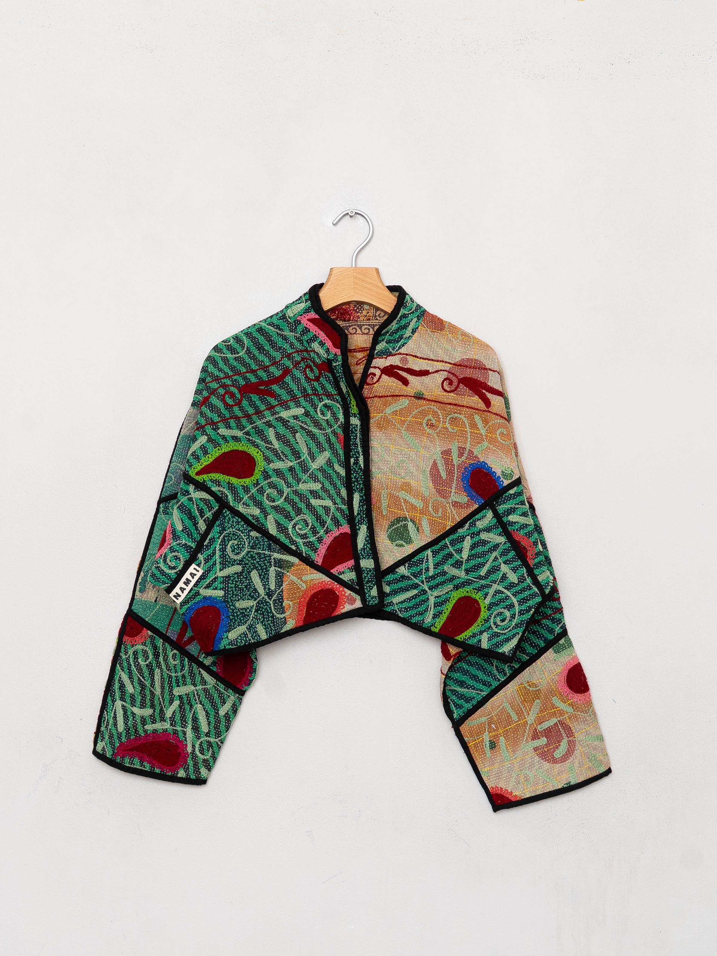 The Kaira Cropped Suzani Quilted Kantha Jacket