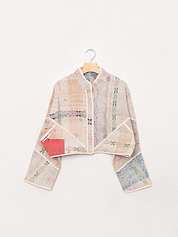 The Kaira Cropped Quilted Patchwork Kantha Jacket