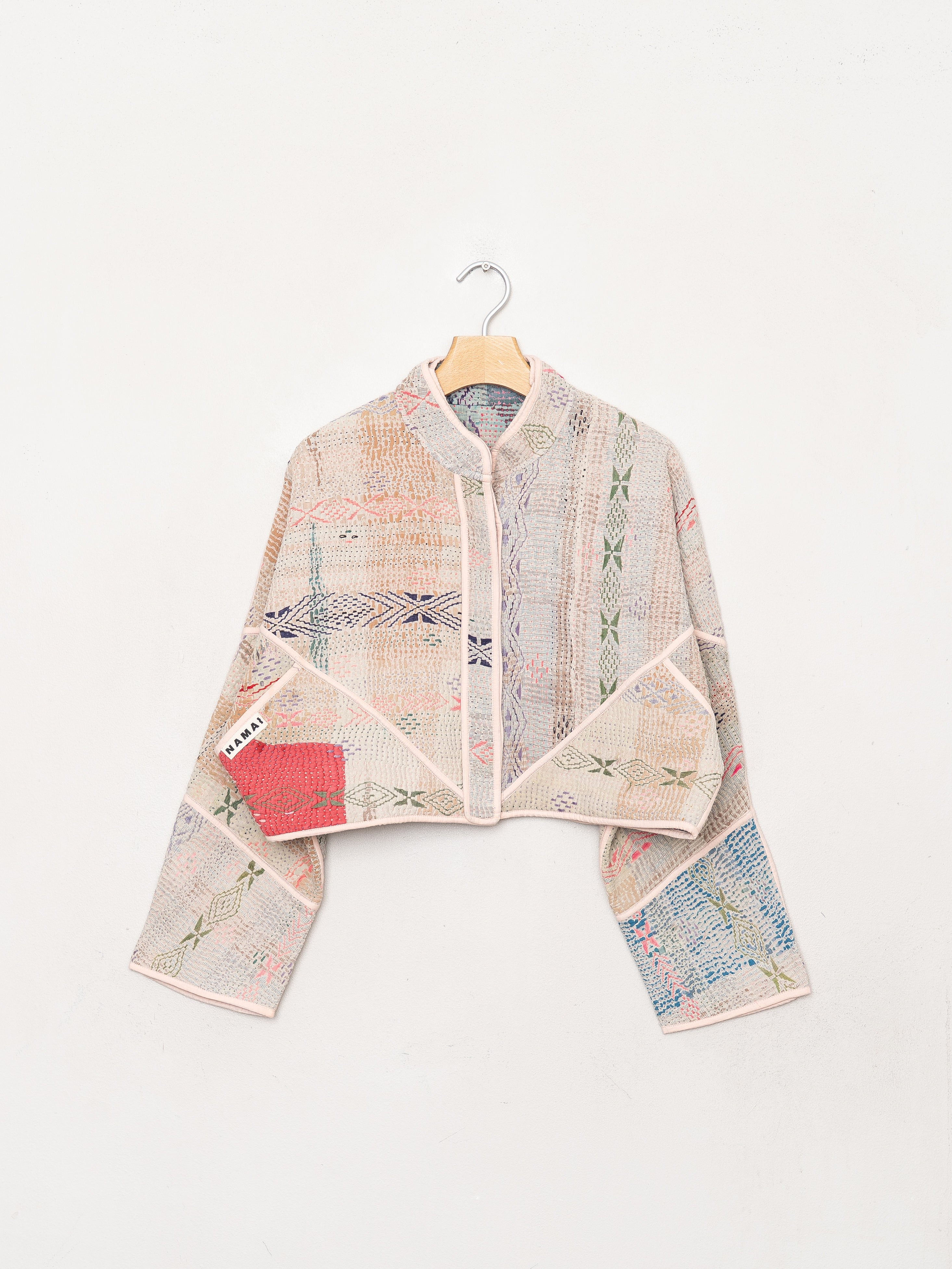 The Kaira Cropped Quilted Patchwork Kantha Jacket