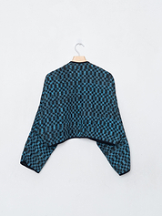 The Kaira Cropped Quilted Indigo Kantha Jacket