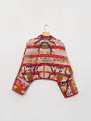 The Kaira Cropped Suzani Quilted Kantha Jacket