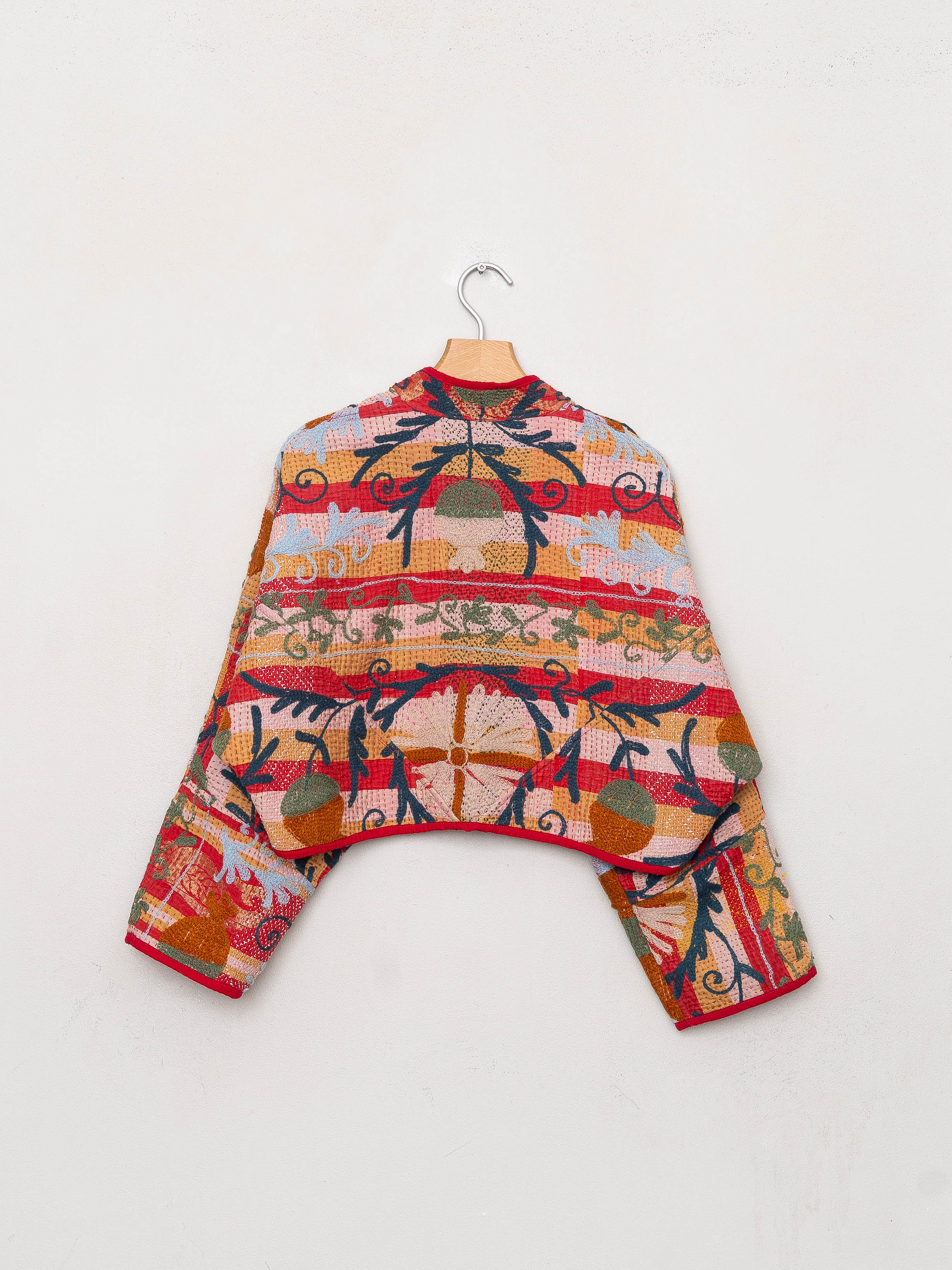 The Kaira Cropped Suzani Quilted Kantha Jacket