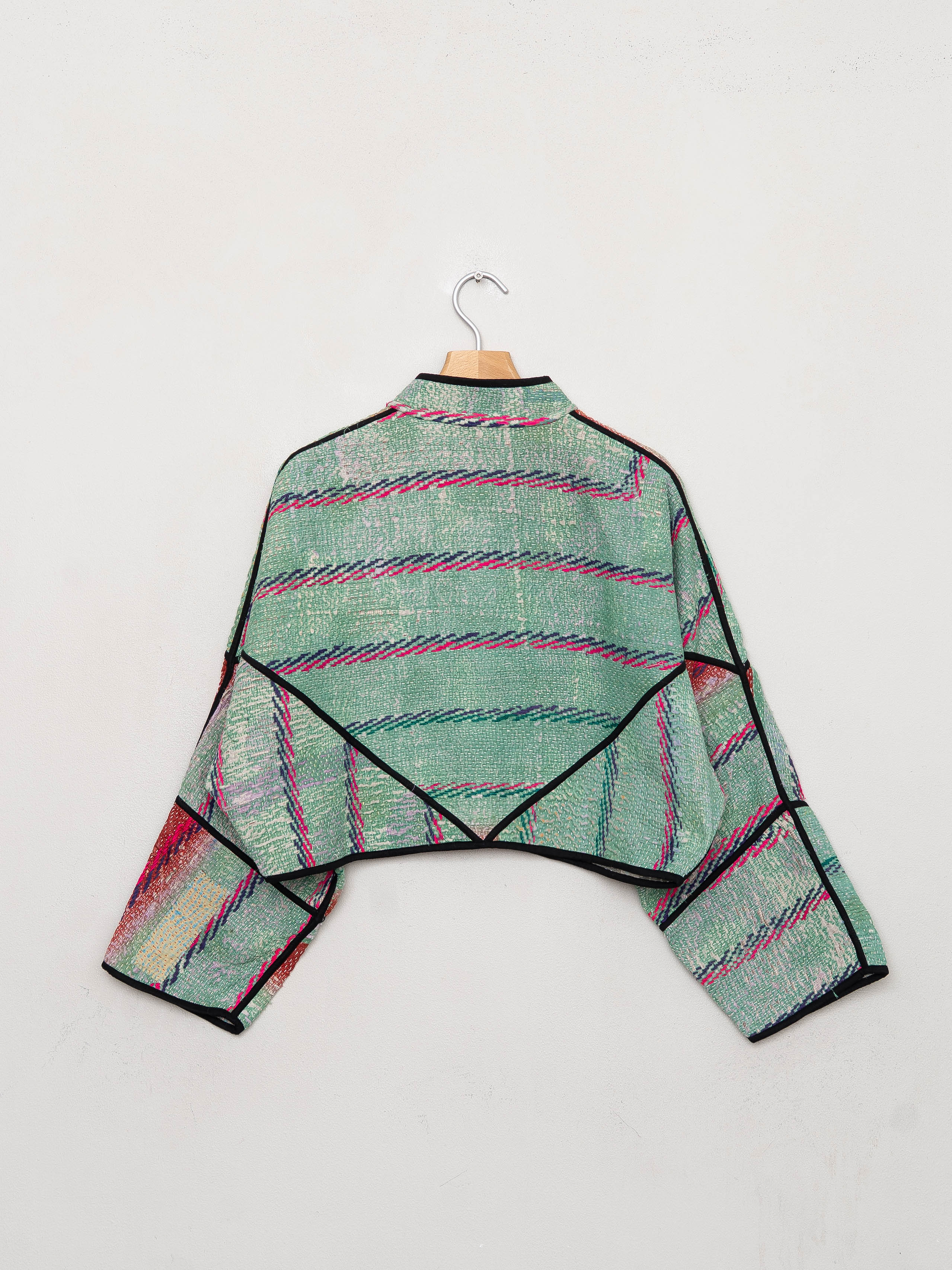 The Kaira Cropped Quilted Patchwork Kantha Jacket