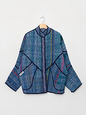 The Ishani Quilted Indigo Kantha Jacket