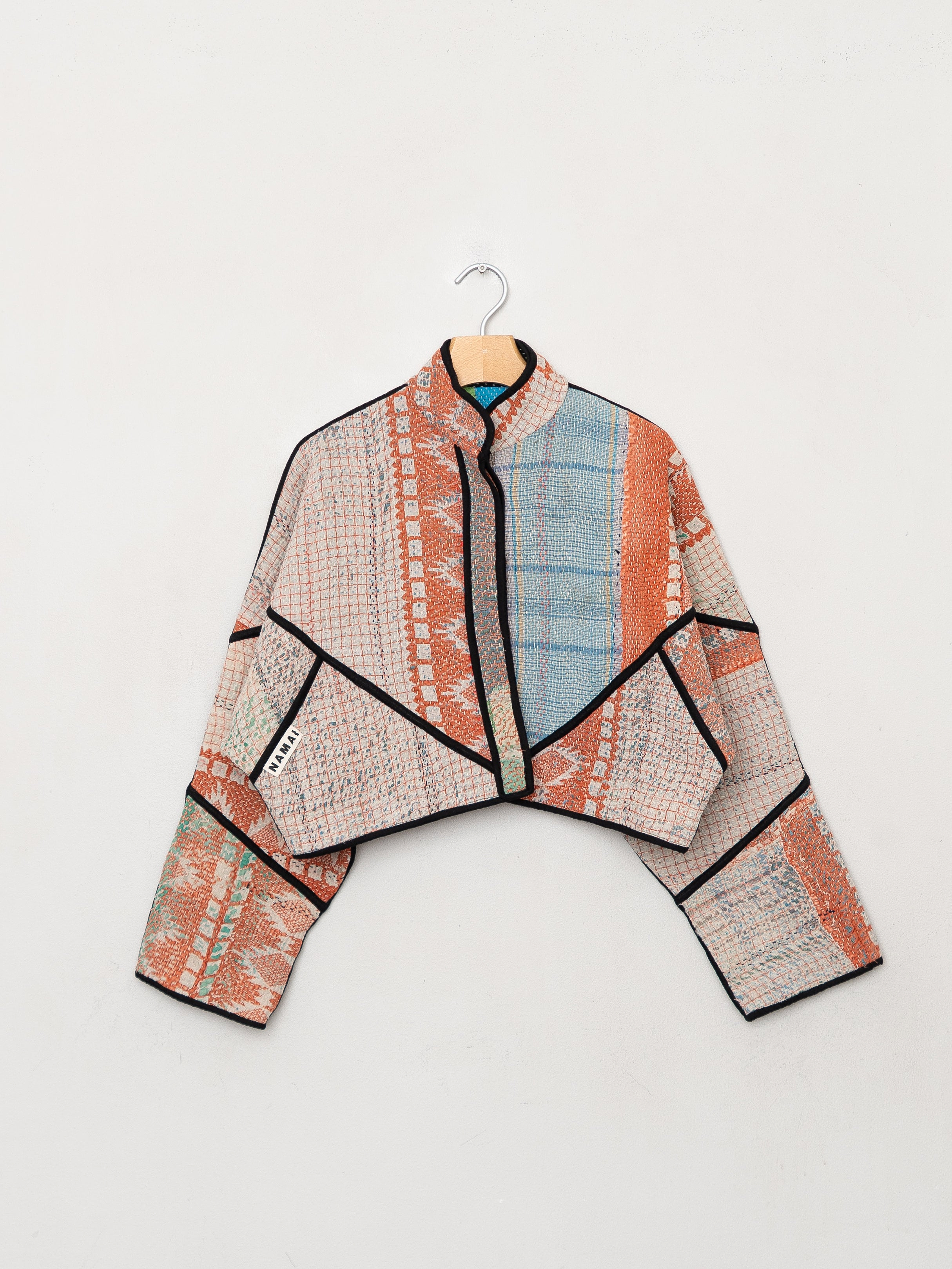 The Kaira Cropped Quilted Patchwork Kantha Jacket
