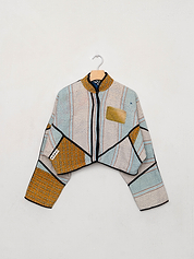 The Kaira Cropped Quilted Patchwork Kantha Jacket
