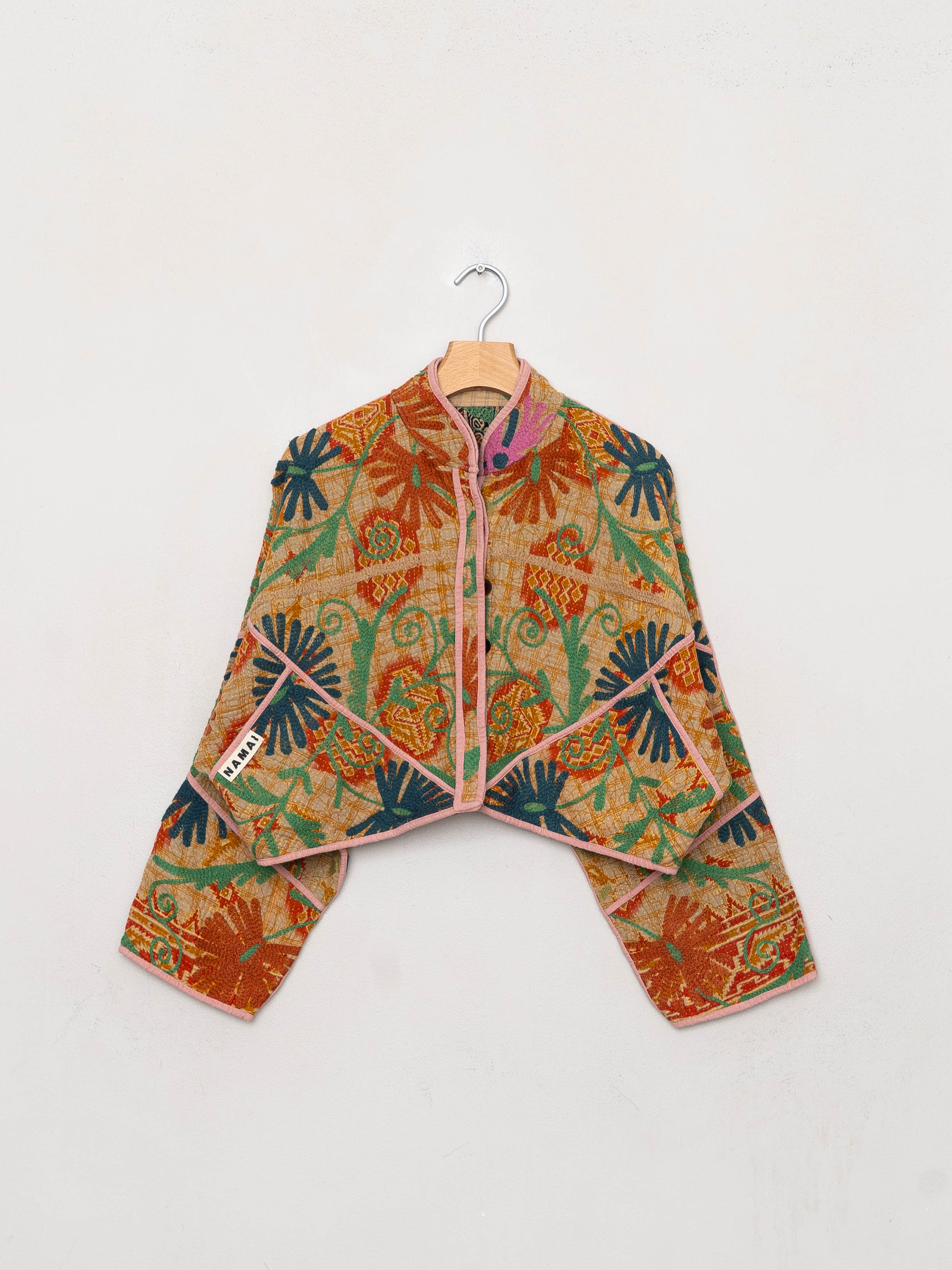 The Kaira Cropped Suzani Quilted Kantha Jacket